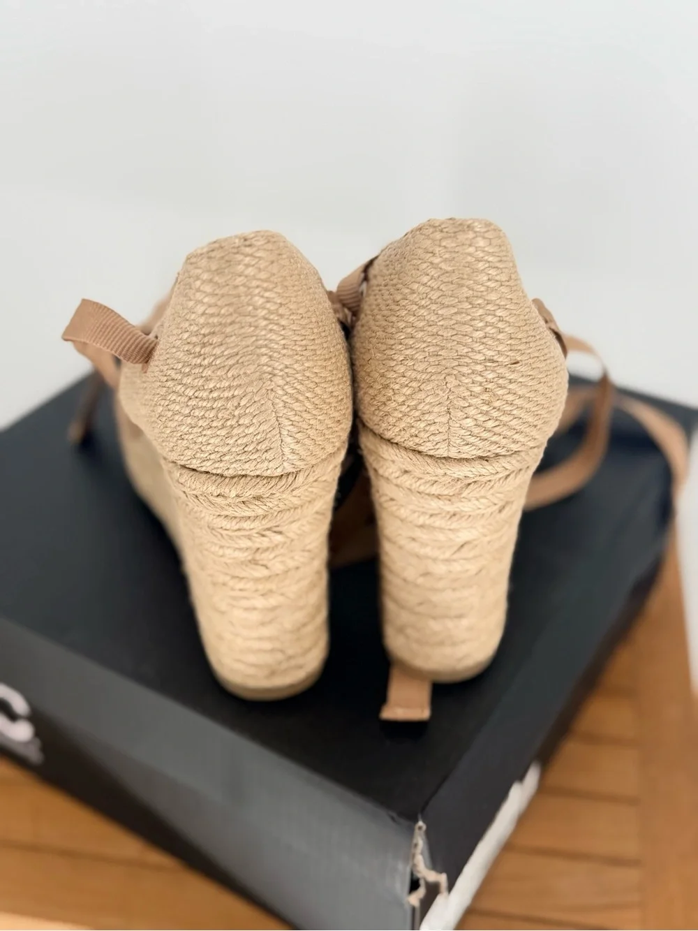 INC International Concepts Tan Espadrille Lace-Up Wedges SIZE 8 M